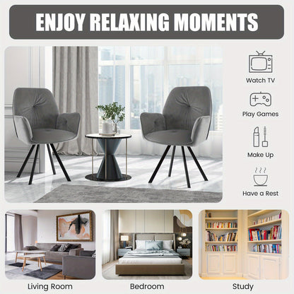 Draaifauteuil – Fauteuil – Accentstoel – Bureaustoel – Loungestoel – Set Van 2 – Moderne Velvet Bekleding – Metalen Poten Met Antislipvoetpads
