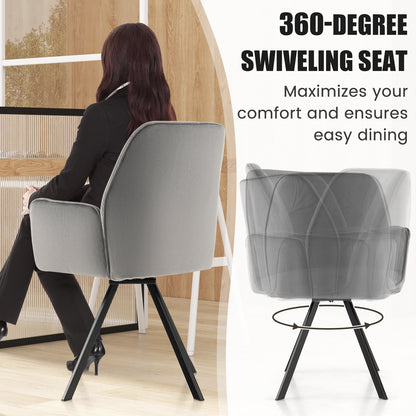 Draaifauteuil – Fauteuil – Accentstoel – Bureaustoel – Loungestoel – Set Van 2 – Moderne Velvet Bekleding – Metalen Poten Met Antislipvoetpads