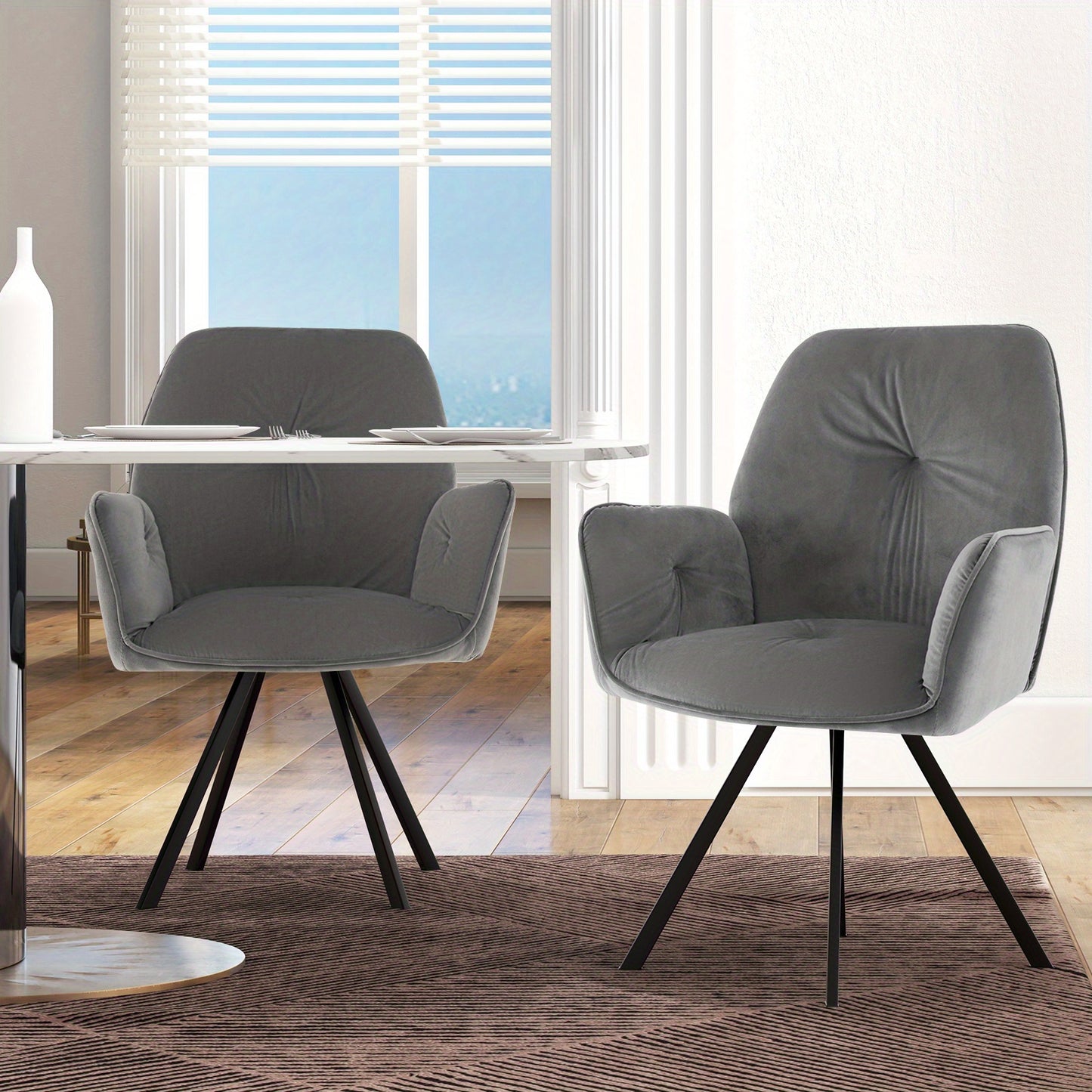 Draaifauteuil – Fauteuil – Accentstoel – Bureaustoel – Loungestoel – Set Van 2 – Moderne Velvet Bekleding – Metalen Poten Met Antislipvoetpads