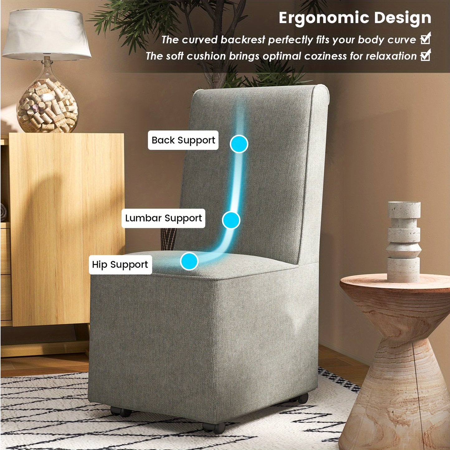 Fauteuil – Accentstoel – Loungestoel – Leunstoel – Zetel – Modern – Armless – Linnen Stof – Verwijderbare Hoes – Comfortabele Zit – Weerstandscasters