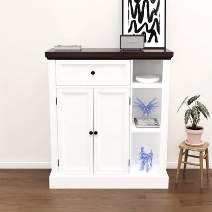 Opbergkast – Kasten – Opbergmeubel – Wandkast – Schuifdeurkast – Vrijstaand – Schuifdeuren – 3 Verstelbare Planken – Sterk Spaanplaat – 75x30x80 cm – Wit