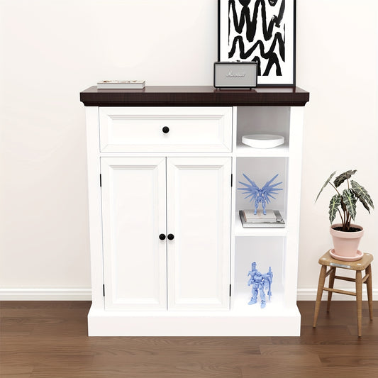 Opbergkast – Kasten – Opbergmeubel – Wandkast – Schuifdeurkast – Vrijstaand – Schuifdeuren – 3 Verstelbare Planken – Sterk Spaanplaat – 75x30x80 cm – Wit