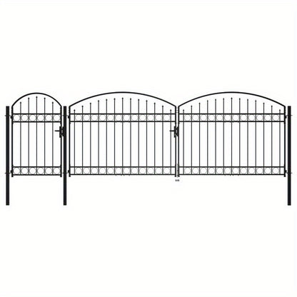 Zwarte Metalen Tuinpoort – Tuinhek – Terraspoort – Buitenhek – Sierhek – Gebogen Bovenkant – Duurzaam Staal – 1,75x5 Meter