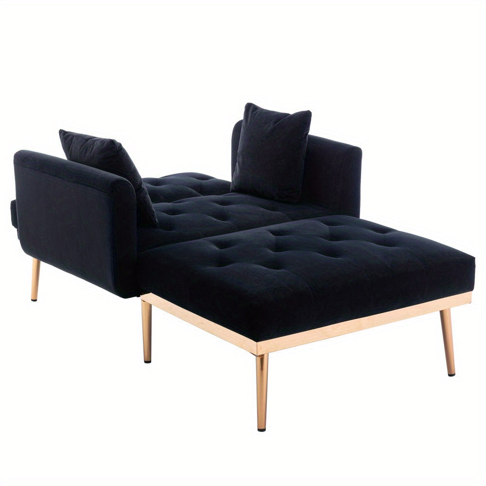 Relaxstoel – Verstelbare Fauteuil – Loungestoel – Schommelstoel – Ligstoel – Zwart Fluweel – Verstelbare Rugleuning 3 Standen – Robuust Metalen Frame 220 kg Draagkracht