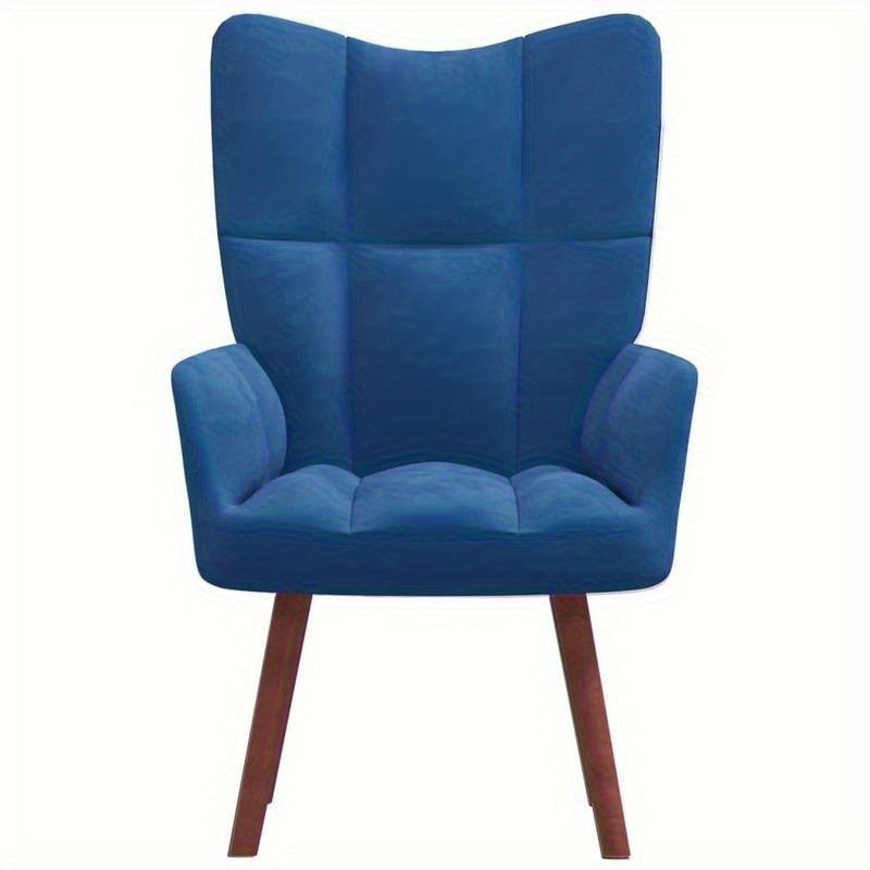 Relaxstoel – Fauteuil – Lounge Stoel – Relaxfauteuil – Zitstoel – Diepblauw Velours – Massief Hardhouten Frame