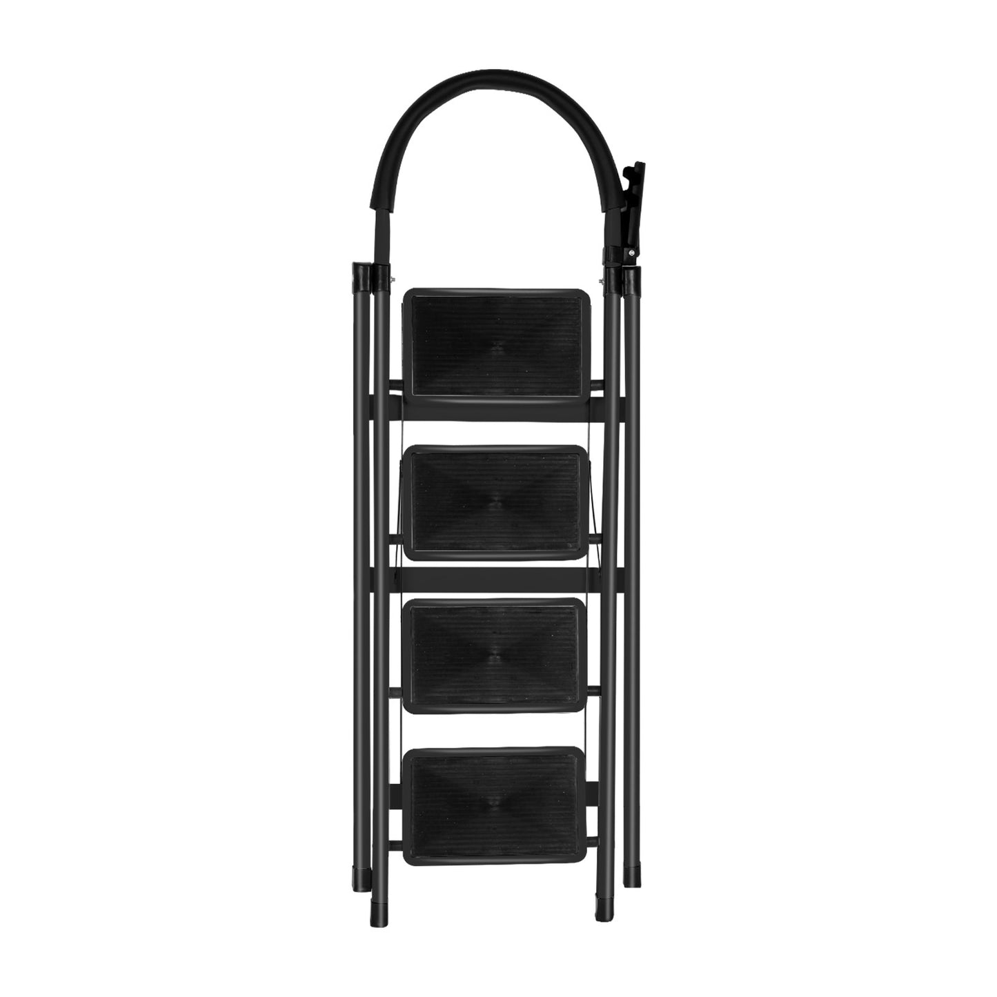 4-Traps Stalen Ladder – Vouwladder – Opstapladder – Klapladder – Steigertrap – Lichtgewicht En Compact – Antislip Treden Met Handgrepen