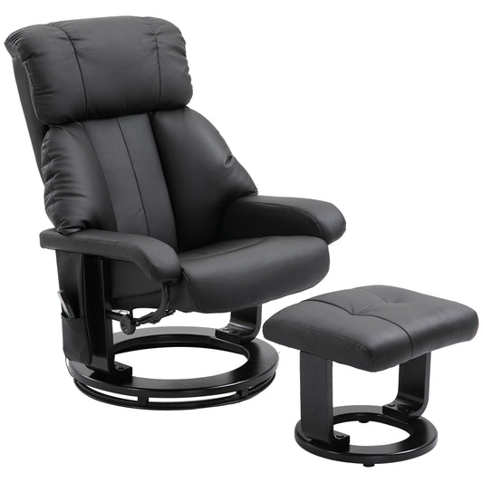 Elektrische Relaxfauteuil – Relaxstoel – Massagestoel – Verstelbare Fauteuil – Luisterstoel – Zwart Kunstleer – Massagefunctie en Elektrische Verstelbare Voetensteun