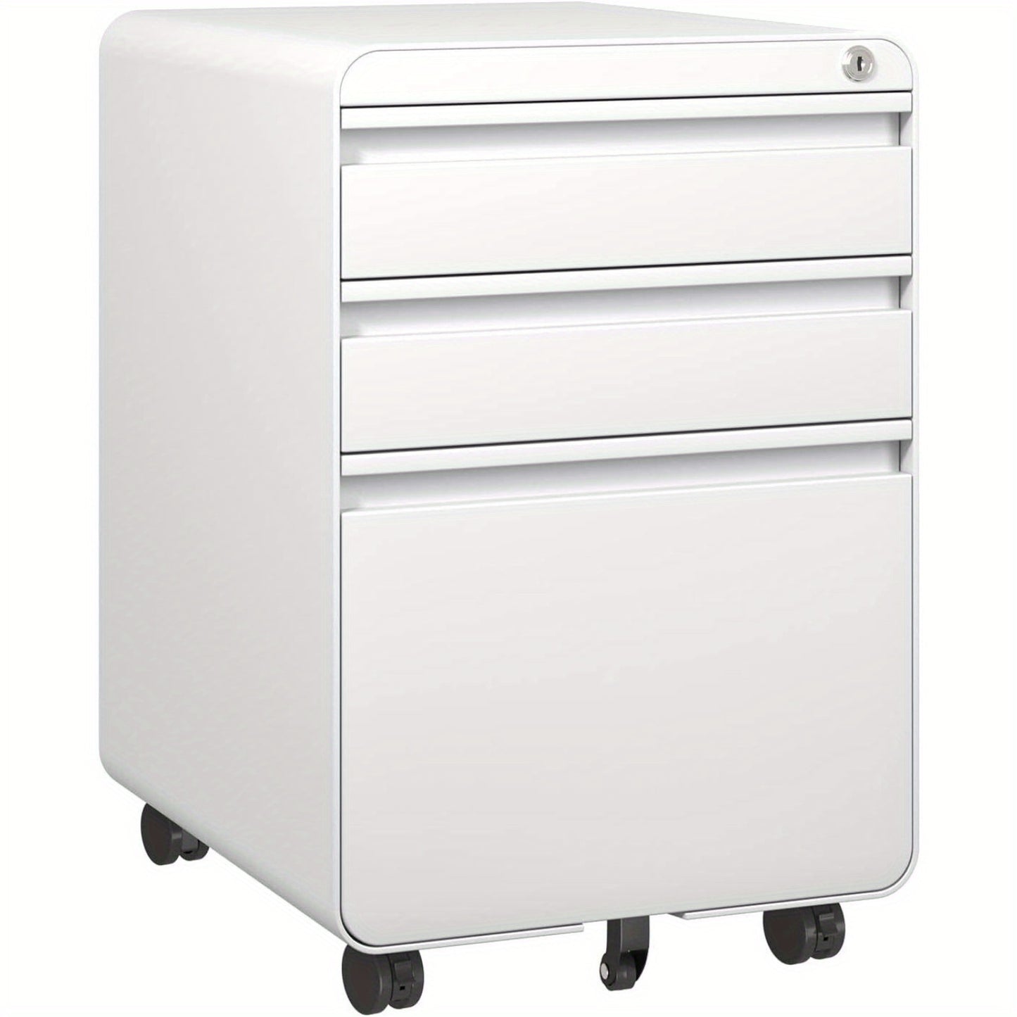 Bureaukastje – Ladeblok – Ladekastje – Archiefkast – Rolcontainer – Mobiel Met Slot – Anti-Kantel Mechanisme – 40x45x60 cm – Gepoedercoat Staal – Wit
