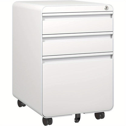 Bureaukastje – Ladeblok – Ladekastje – Archiefkast – Rolcontainer – Mobiel Met Slot – Anti-Kantel Mechanisme – 40x45x60 cm – Gepoedercoat Staal – Wit