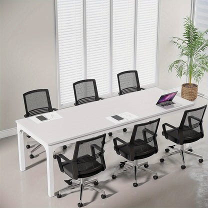 Vergadertafel – Bureautafel – Seminarietafel – Kantoortafel – Werktafel – Modern Wit Design – 198x70x75 cm Groot & Stabiel Metalen Onderstel