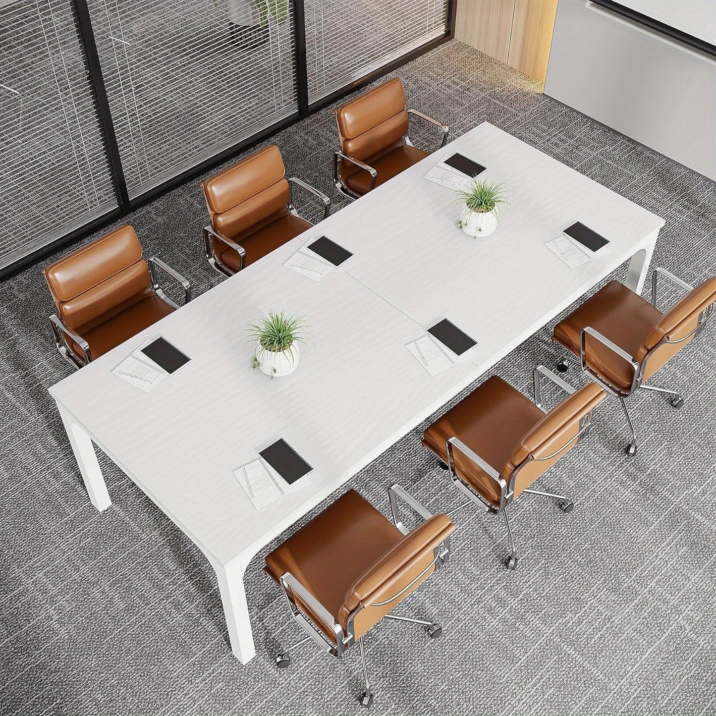 Vergadertafel – Bureautafel – Seminarietafel – Kantoortafel – Werktafel – Modern Wit Design – 198x70x75 cm Groot & Stabiel Metalen Onderstel
