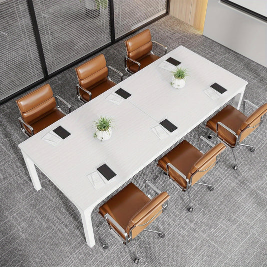 Vergadertafel – Bureautafel – Seminarietafel – Kantoortafel – Werktafel – Modern Wit Design – 198x70x75 cm Groot & Stabiel Metalen Onderstel