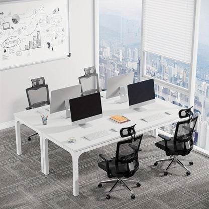 Vergadertafel – Bureautafel – Seminarietafel – Kantoortafel – Werktafel – Modern Wit Design – 198x70x75 cm Groot & Stabiel Metalen Onderstel