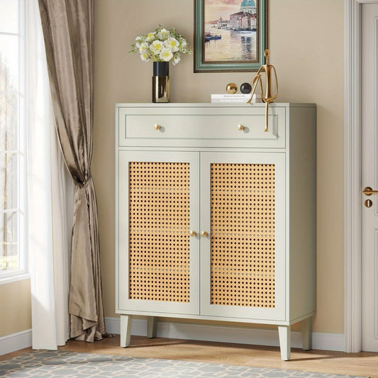 Bijzettafel – Nachtkastje – Opbergkastje – Zijtafel – Salontafel – Met 2 Lades – Compact & Ruimtebesparend – Kleur Warm Bruin