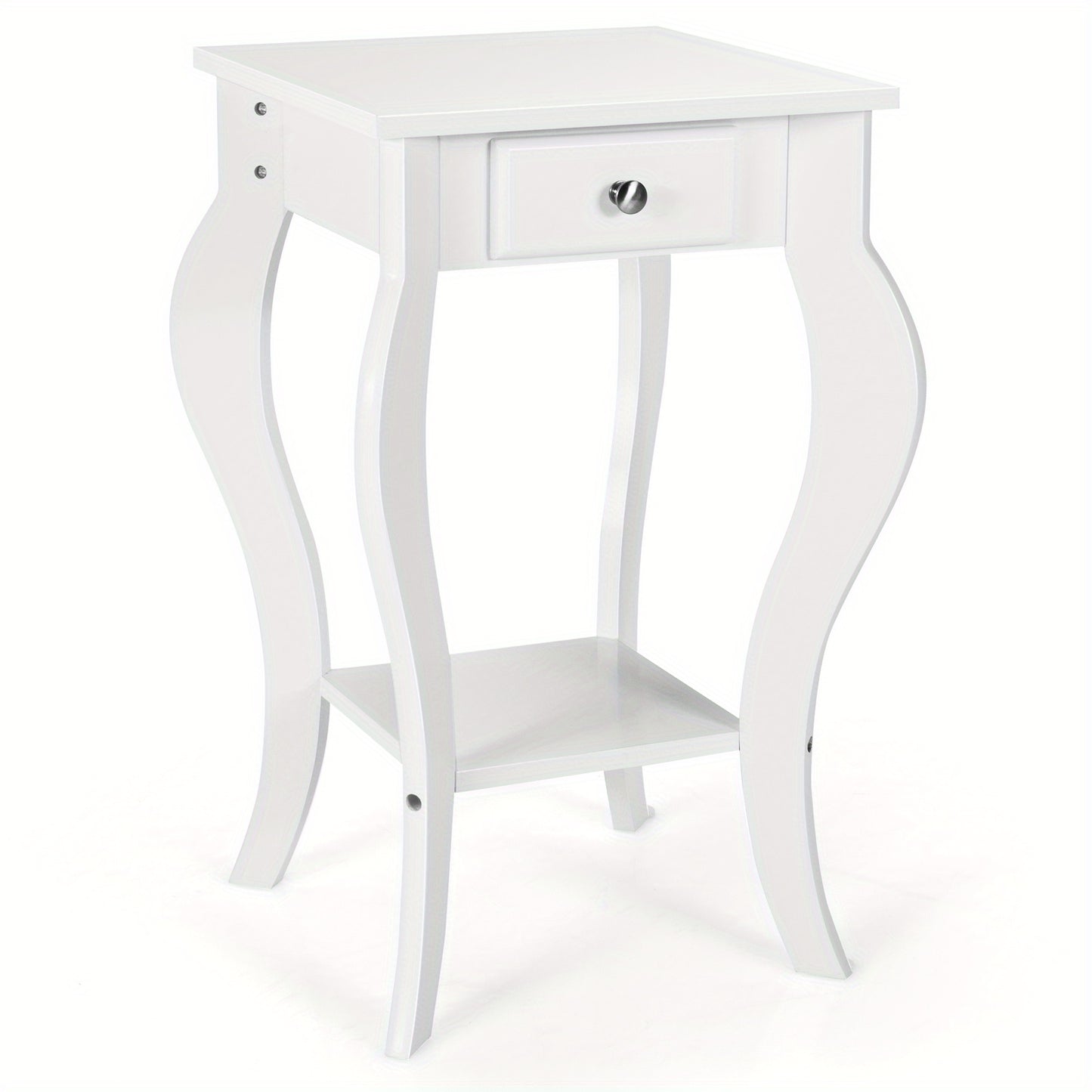 Nachtkastje – Bijzettafel – Ladekastje – Wandkastje – Opbergmeubel – Wit MDF – Compact formaat onder 70 cm