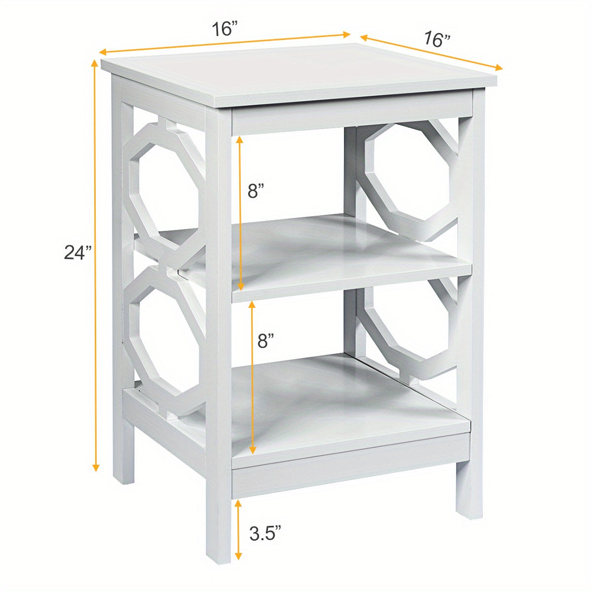 Nachtkastje – Bijzettafel – Zijkastje – Nachtkast – Opbergkastje – Set van 2 – Wit – Modern – 3-laags – MDF en Massief Hout – Waterbestendig – Krasbestendige Poten