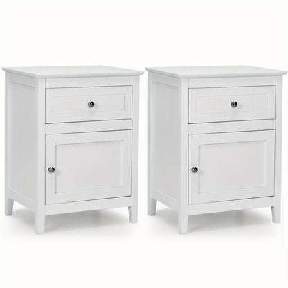 Nachtkastje – Bedkastje – Bijzettafel – Opbergkast – Ladekast – Set Van 2 – Compact Ontwerp – Robuuste Witte Afwerking