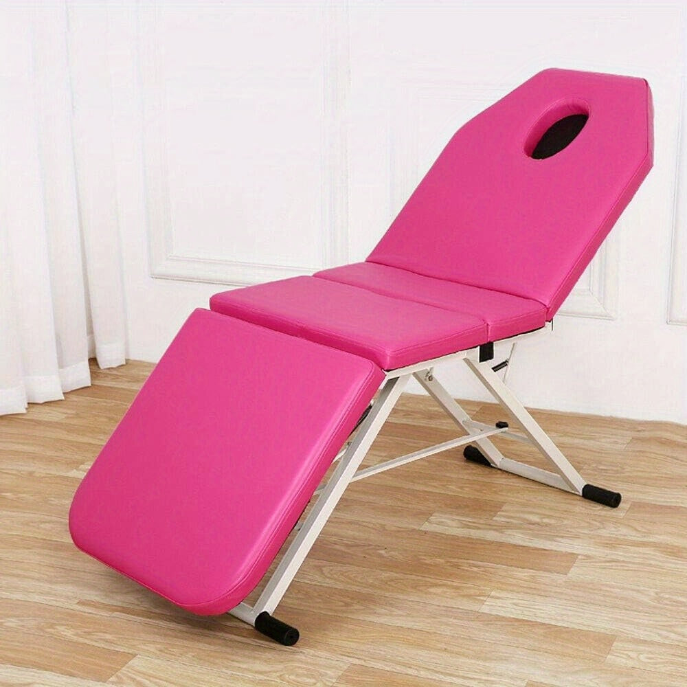Schoonheidsstoel – Behandelstoel – Ligbed – Kappersstoel – Massagestoel – Opvouwbaar en Draagbaar – Hoogwaardig PU-Materiaal Roze