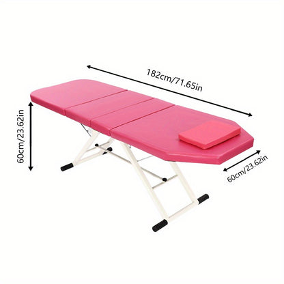 Schoonheidsstoel – Behandelstoel – Ligbed – Kappersstoel – Massagestoel – Opvouwbaar en Draagbaar – Hoogwaardig PU-Materiaal Roze