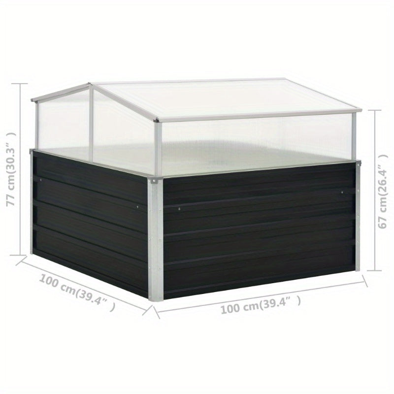 Kas – Kasje – Mini Kas – Groentekas – Plantenkas – Antraciet – Gegalvaniseerd Staal – 100x100x77 cm – Weerbestendig & Robuust