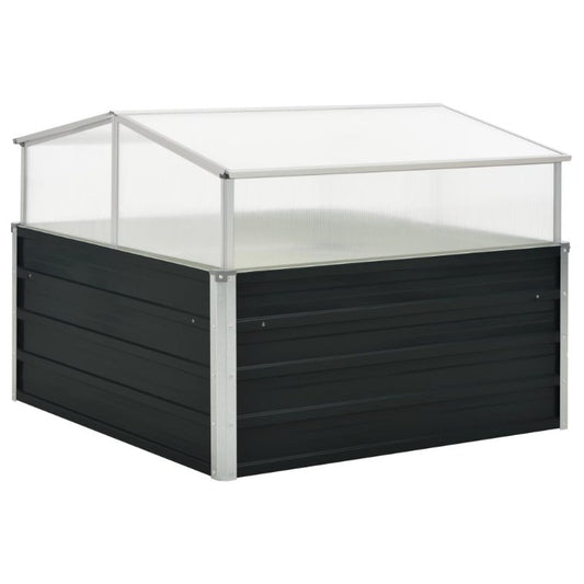 Kas – Kasje – Mini Kas – Groentekas – Plantenkas – Antraciet – Gegalvaniseerd Staal – 100x100x77 cm – Weerbestendig & Robuust