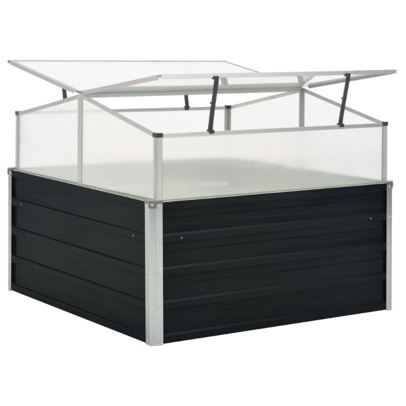Kas – Kasje – Mini Kas – Groentekas – Plantenkas – Antraciet – Gegalvaniseerd Staal – 100x100x77 cm – Weerbestendig & Robuust