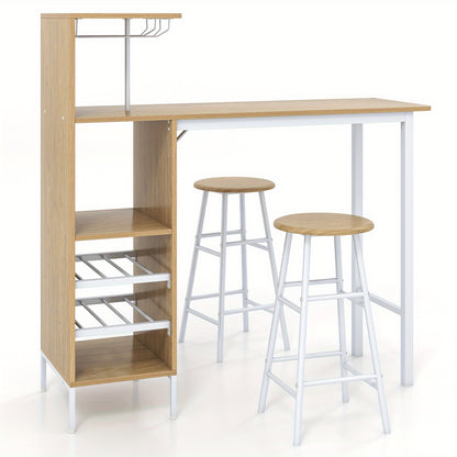 Barkrukkenset – Barkrukken – Barstoel – Keukenkruk – Barstoelset – Industrieel Design – Wijnrek Voor 6 Flessen – Waterbestendig MDF Metalen Frame