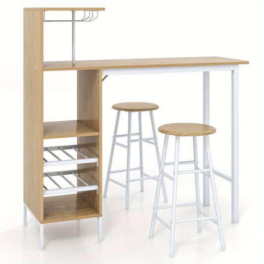 Barkrukkenset – Barkrukken – Barstoel – Keukenkruk – Barstoelset – Industrieel Design – Wijnrek Voor 6 Flessen – Waterbestendig MDF Metalen Frame