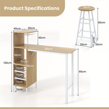 Barkrukkenset – Barkrukken – Barstoel – Keukenkruk – Barstoelset – Industrieel Design – Wijnrek Voor 6 Flessen – Waterbestendig MDF Metalen Frame
