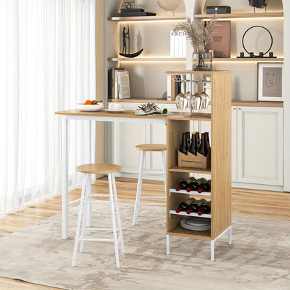 Barkrukkenset – Barkrukken – Barstoel – Keukenkruk – Barstoelset – Industrieel Design – Wijnrek Voor 6 Flessen – Waterbestendig MDF Metalen Frame