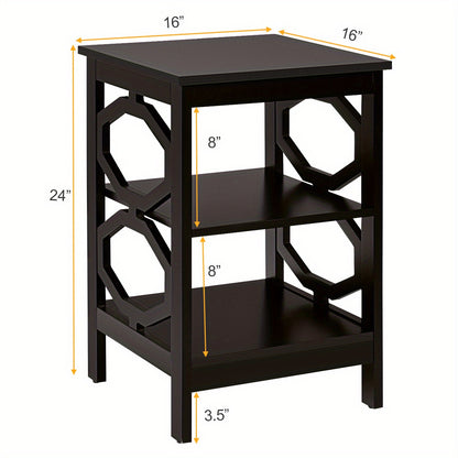 Nachtkastje – Bijzettafel – Opbergkast – Wandkast – Ladekast – Set van 2 – 3 Lagen Open Vakken – MDF Espresso Hout