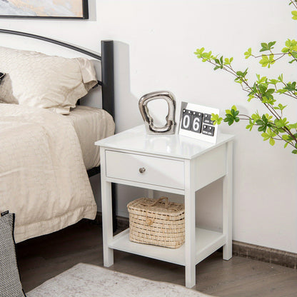 Nachtkastje – Bijzettafel – Ladekastje – Opbergkast – Slaapkamerkast – Wit – MDF Hout – Set van 2 – Compact ontwerp – Ruime laden en plank