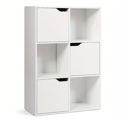 Boekenkast – Boekenrek – Opbergkast – Vakkenkast – Roomdivider – 6 Vakken – Wit – Hout – Stevig – Anti-kantelveilig