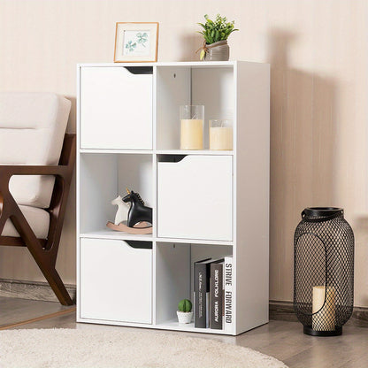 Boekenkast – Boekenrek – Opbergkast – Vakkenkast – Roomdivider – 6 Vakken – Wit – Hout – Stevig – Anti-kantelveilig