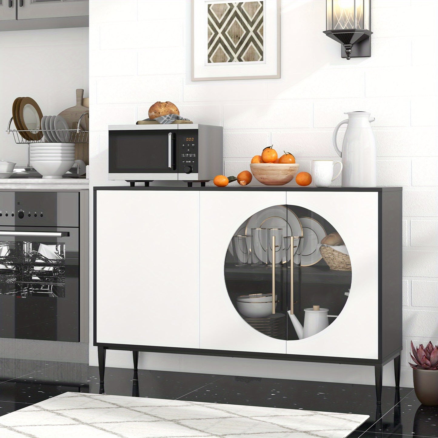 Dressoir – Opbergkast – Buffetkast – Ladekast – TV-meubel – Gehard Glazen Deuren – Verhoogde Metalen Poten