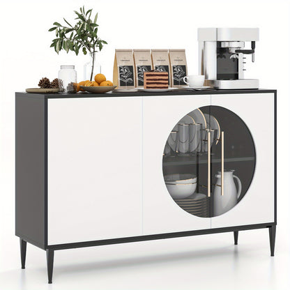 Dressoir – Opbergkast – Buffetkast – Ladekast – TV-meubel – Gehard Glazen Deuren – Verhoogde Metalen Poten