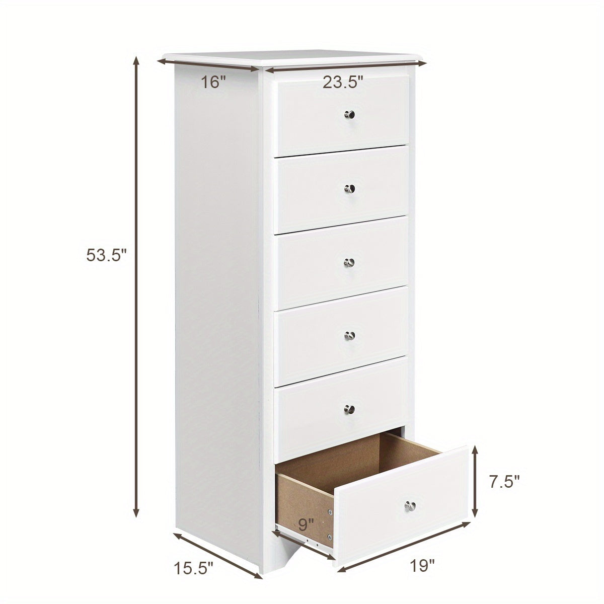 Ladeblok – Ladekast – Ladekastje – Bureaukast – Opbergkast – 6 Lades – Wit – Hoog & Ruim