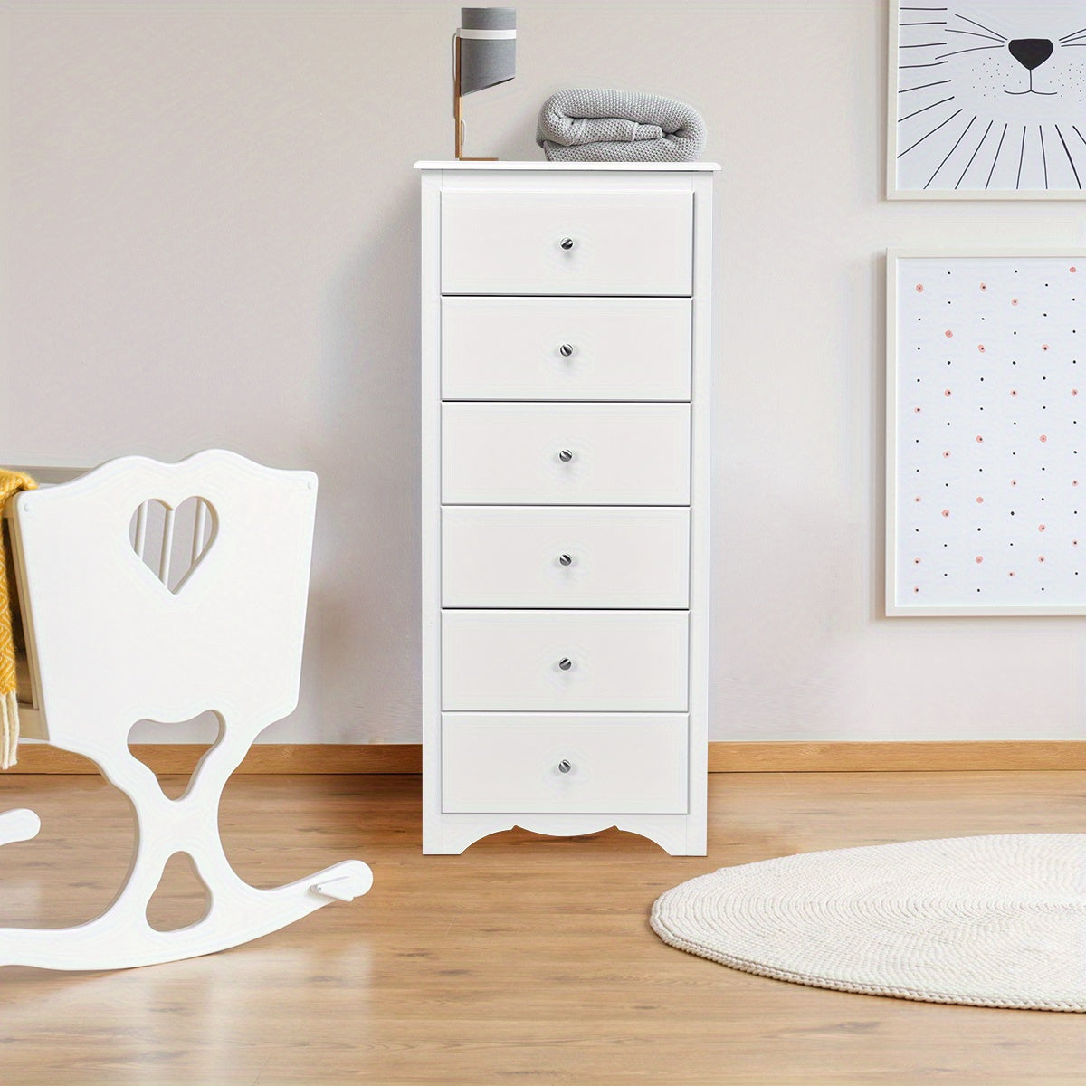 Ladeblok – Ladekast – Ladekastje – Bureaukast – Opbergkast – 6 Lades – Wit – Hoog & Ruim