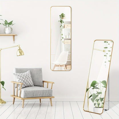 Staande Spiegel – Passpiegel – Wandspiegel – Full Length Spiegel – Volledige Lengte Spiegel – Gouden Stalen Frame – Veiligheidsfolie & Uitschuifbare Standaard