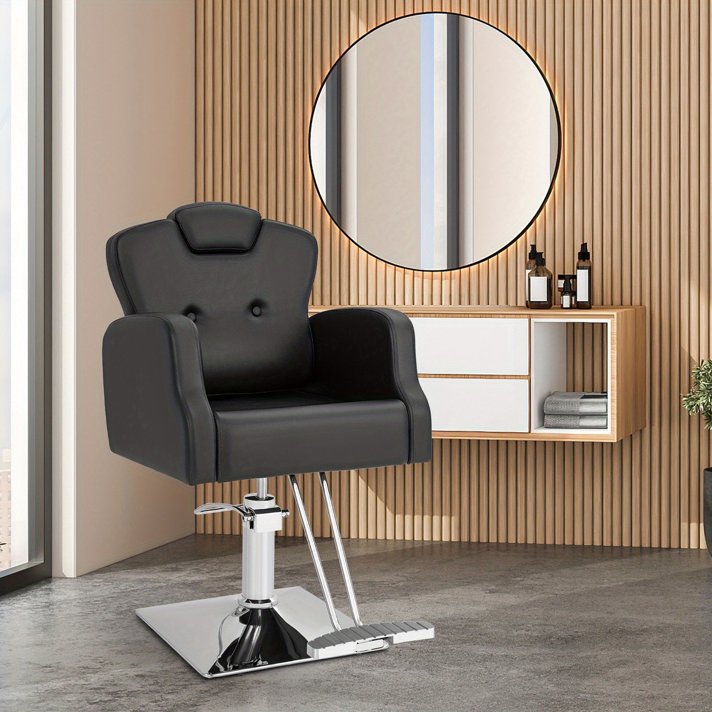 Kappersstoel – Barber Chair – Salonstoel – Hairstyling Stoel – Knipstoel – Hydraulisch Verstelbaar – 360° Draaibaar – Gewichtscapaciteit 150 kg – Zithoogte Verstelbaar 54,5-69,5 cm