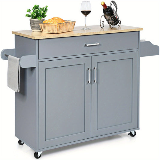 Keukentrolley – Keukenwagen – Serveerwagen – Roltafel – Opbergwagen – Grijs – Verstelbare Plank – 116x40 cm Werkblad