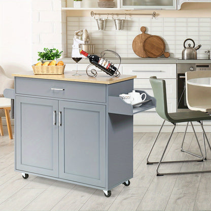 Keukentrolley – Keukenwagen – Serveerwagen – Roltafel – Opbergwagen – Grijs – Verstelbare Plank – 116x40 cm Werkblad