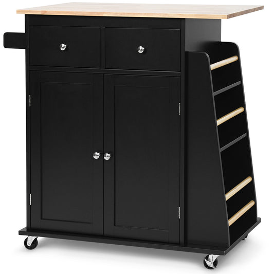 Keukentrolley – Keukenwagen – Serveerwagen – Opbergtrolley – Rolwagen – Zwart Metaal & Hout – Wieltjes met Rem – Compact & Stevig