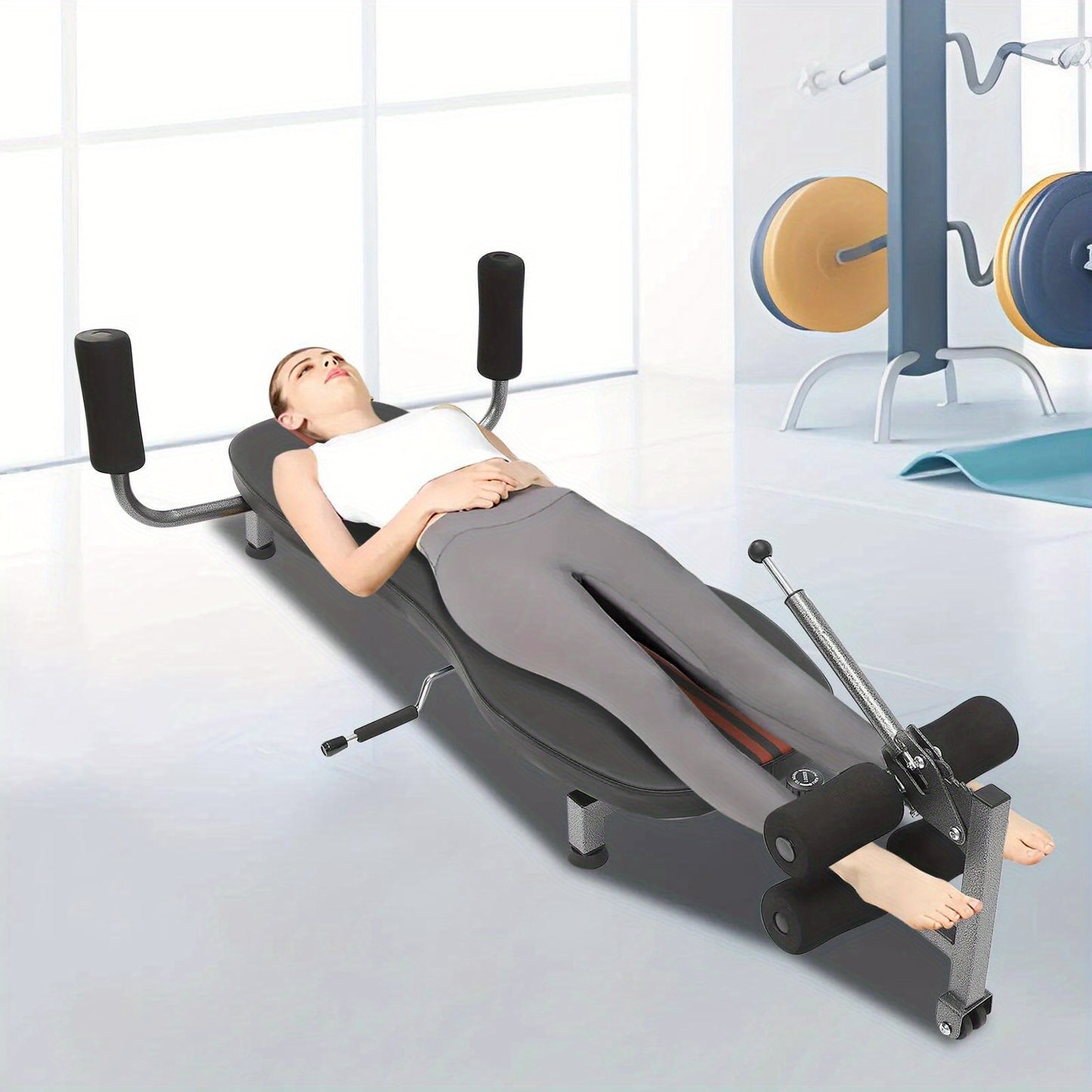 Rugstretcher – Rugtrainer – Rugdecompressie – Rugrekker – Terugstretcher – Verstelbaar 145-185 cm – Stevig Stalen Frame met PU Schuimrugleuning – Max 150 kg Draagkracht – Zwart