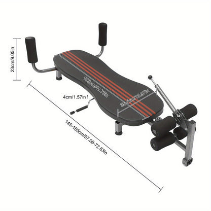 Rugstretcher – Rugtrainer – Rugdecompressie – Rugrekker – Terugstretcher – Verstelbaar 145-185 cm – Stevig Stalen Frame met PU Schuimrugleuning – Max 150 kg Draagkracht – Zwart