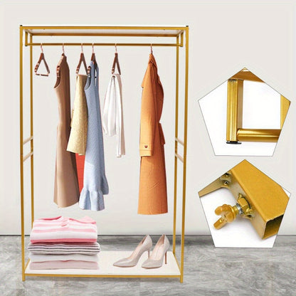 Metalen Kledingrek – Kledinghanger – Kledingstang – Garderoberek – Kledingstandaard – Gouden Kleur – Hoogte 190 cm – Stevig Metaal