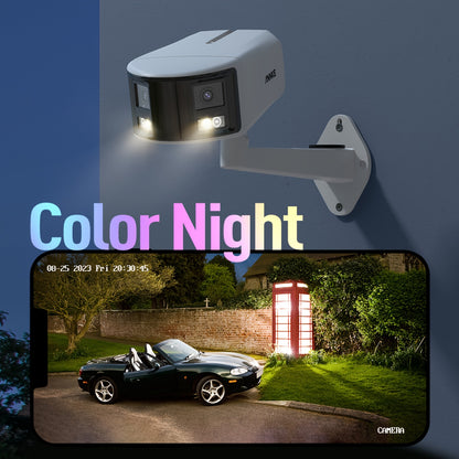 Beveiligingscamera – IP Camera – Surveillance Camera – Turret Camera – Outdoor Camera – 4K 8MP Dual-Lens 180° Ultra Breed – Volle-Kleur Nachtzicht & Tweeweg Audio