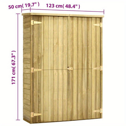Tuinhuis – Tuinopslag – Tuinhok – Tuinkast – Tuinhuisje – Geïmpregneerd Grenenhout – Weerbestendig En Stevig – Afmeting 123x50x171 Cm – Bruin