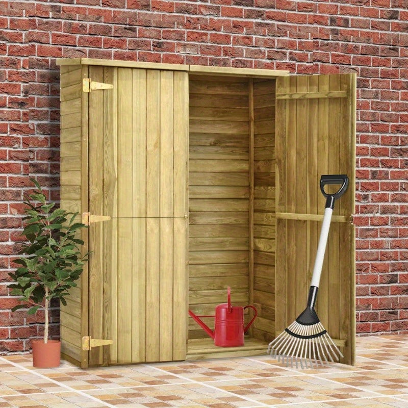 Tuinhuis – Tuinopslag – Tuinhok – Tuinkast – Tuinhuisje – Geïmpregneerd Grenenhout – Weerbestendig En Stevig – Afmeting 123x50x171 Cm – Bruin