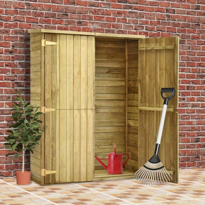 Tuinhuis – Tuinopslag – Tuinhok – Tuinkast – Tuinhuisje – Geïmpregneerd Grenenhout – Weerbestendig En Stevig – Afmeting 123x50x171 Cm – Bruin